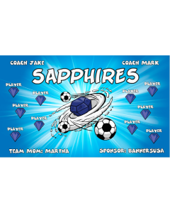 Sapphires Soccer 9oz Fabric Team Banner E-Z Order