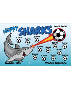 Happy Sharks Soccer 9oz Fabric Team Banner E-Z Order