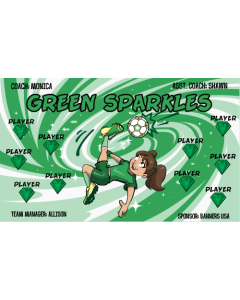 Green Sparkles Soccer 9oz Fabric Team Banner E-Z Order