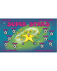 Super Stars Soccer 9oz Fabric Team Banner E-Z Order