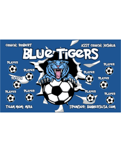 Blue Tigers Soccer 9oz Fabric Team Banner E-Z Order