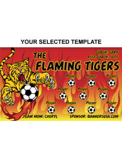 Flaming Tigers Soccer 9oz Fabric Team Banner E-Z Order