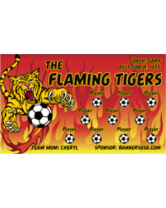 Flaming Tigers Soccer 9oz Fabric Team Banner E-Z Order