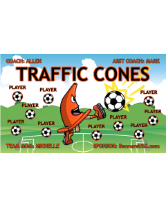 Traffic Cones Soccer 9oz Fabric Team Banner E-Z Order