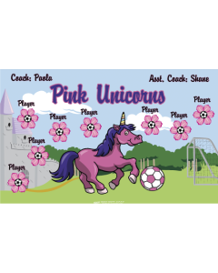 Pink Unicorns Soccer 9oz Fabric Team Banner E-Z Order