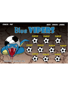 Blue Vipers Soccer 9oz Fabric Team Banner E-Z Order