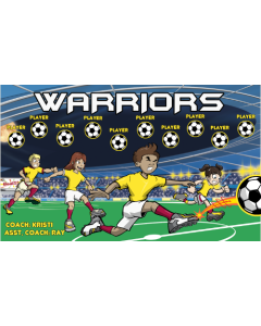 Warriors Soccer 9oz Fabric Team Banner E-Z Order