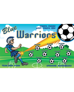 Blue Warriors Soccer 9oz Fabric Team Banner E-Z Order