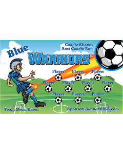 Blue Warriors Soccer 9oz Fabric Team Banner E-Z Order