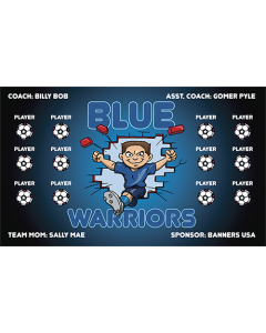 Blue Warriors Soccer 9oz Fabric Team Banner E-Z Order