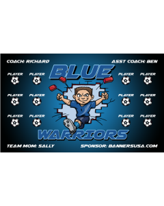Blue Warriors Soccer 9oz Fabric Team Banner E-Z Order