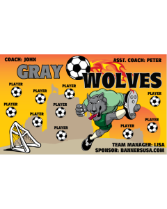 Gray Wolves Soccer 9oz Fabric Team Banner E-Z Order