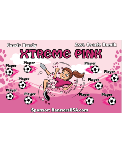 Xtreme Pink Soccer 9oz Fabric Team Banner E-Z Order