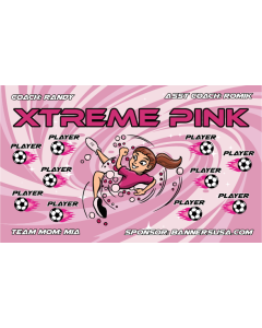 Xtreme Pink Soccer 9oz Fabric Team Banner E-Z Order