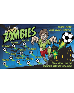 Zombies Soccer 9oz Fabric Team Banner E-Z Order