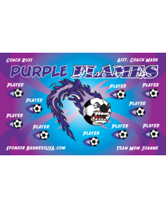 Purple Flames Soccer 9oz Fabric Team Banner DIY Live Designer