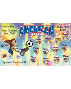 American Girls Soccer Fabric Team Banner Live Designer