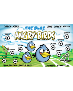 Blue Angry Birds Soccer Fabric Team Banner Live Designer