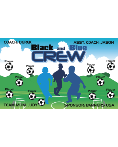 Black and Blue Crew Soccer 9oz Fabric Team Banner DIY Live Designer