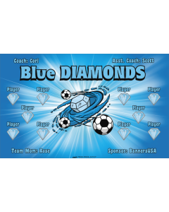 Blue Diamonds Soccer 9oz Fabric Team Banner DIY Live Designer
