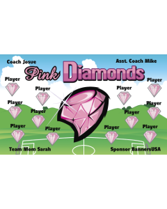 Pink Diamonds Soccer 9oz Fabric Team Banner DIY Live Designer