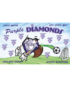 Purple Diamonds Soccer 9oz Fabric Team Banner DIY Live Designer