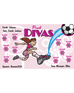 Pink Divas Soccer 9oz Fabric Team Banner DIY Live Designer