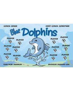 Blue Dolphins Soccer 9oz Fabric Team Banner DIY Live Designer