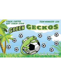 Green Geckos Soccer 9oz Fabric Team Banner DIY Live Designer