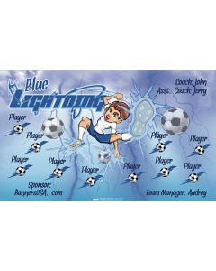 Blue Lightning Soccer 9oz Fabric Team Banner DIY Live Designer