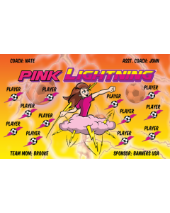 Pink Lightning Soccer 13oz Vinyl Team Banner DIY Live Designer