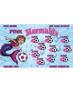 Pink Mermaids Soccer 9oz Fabric Team Banner DIY Live Designer