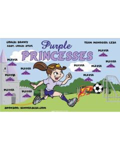Purple Princesses Soccer 9oz Fabric Team Banner DIY Live Designer