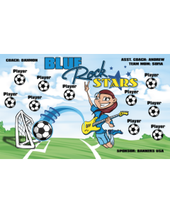 Blue Rock Stars Soccer 9oz Fabric Team Banner DIY Live Designer
