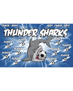 Thunder Sharks Soccer 9oz Fabric Team Banner DIY Live Designer