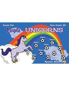 Purple Unicorns Soccer 9oz Fabric Team Banner DIY Live Designer