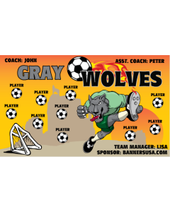 Gray Wolves Soccer 9oz Fabric Team Banner DIY Live Designer