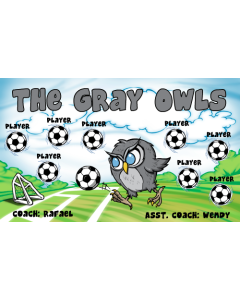 Gray Owls Soccer Fabric Team Banner Live Designer