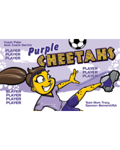 Purple Cheetahs Soccer 9oz Fabric Team Banner DIY Live Designer
