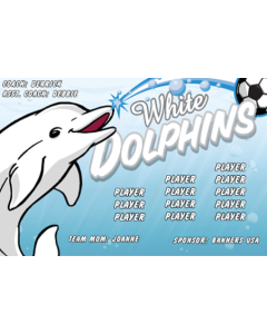 White Dolphins Soccer 9oz Fabric Team Banner DIY Live Designer