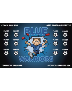 Blue Warriors Soccer 9oz Fabric Team Banner DIY Live Designer
