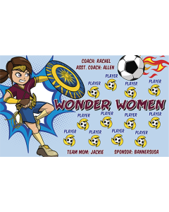 Wonder Women Soccer 9oz Fabric Team Banner DIY Live Designer