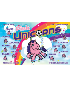 Pink Unicorns Soccer 13oz Vinyl Team Banner DIY Live Designer