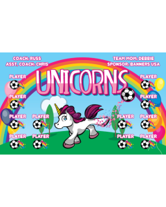 Unicorns Soccer 9oz Fabric Team Banner DIY Live Designer