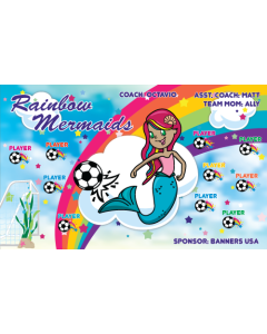 Rainbow Mermaids Soccer 13oz Vinyl Team Banner DIY Live Designer