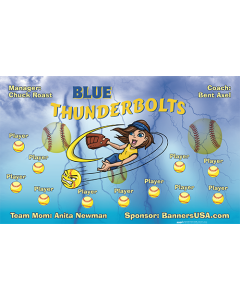 Blue Thunderbolts Softball 13oz Vinyl Team Banner DIY Live Designer