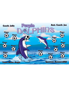 Purple Dolphins Soccer 9oz Fabric Team Banner DIY Live Designer
