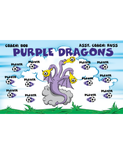 Purple Dragons Soccer 9oz Fabric Team Banner DIY Live Designer