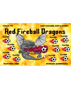 Red Fireball Dragons Soccer 9oz Fabric Team Banner DIY Live Designer