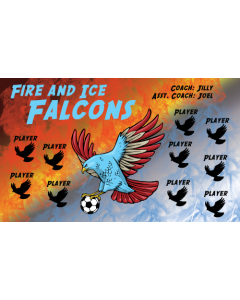 Fire and Ice Falcons Soccer 9oz Fabric Team Banner DIY Live Designer